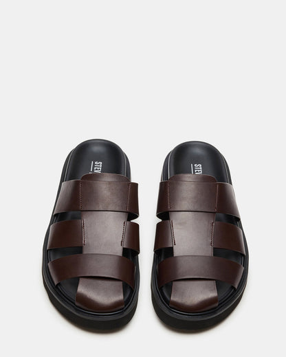 BLAZET Brown Leather Footbed Fisherman Men's Sandal Steve Madden BROWN LEATHER