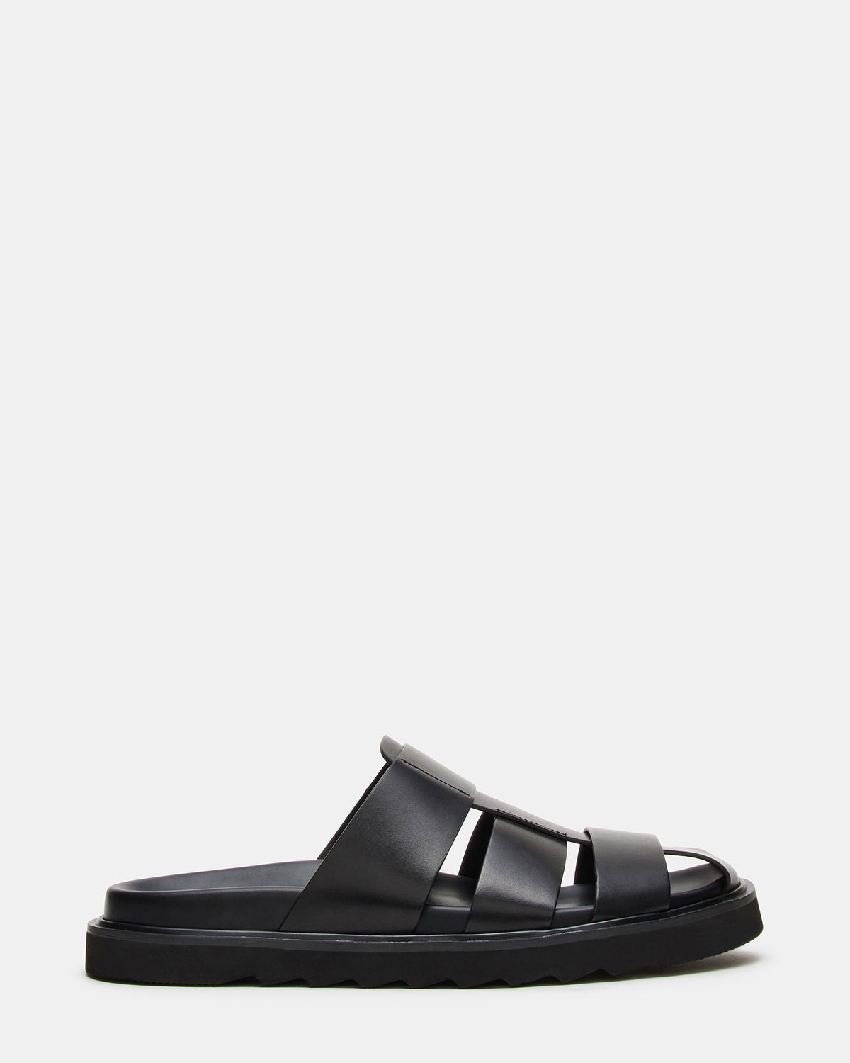 BLAZET Black Leather Footbed Fisherman Men's Sandal Steve Madden BLACK LEATHER