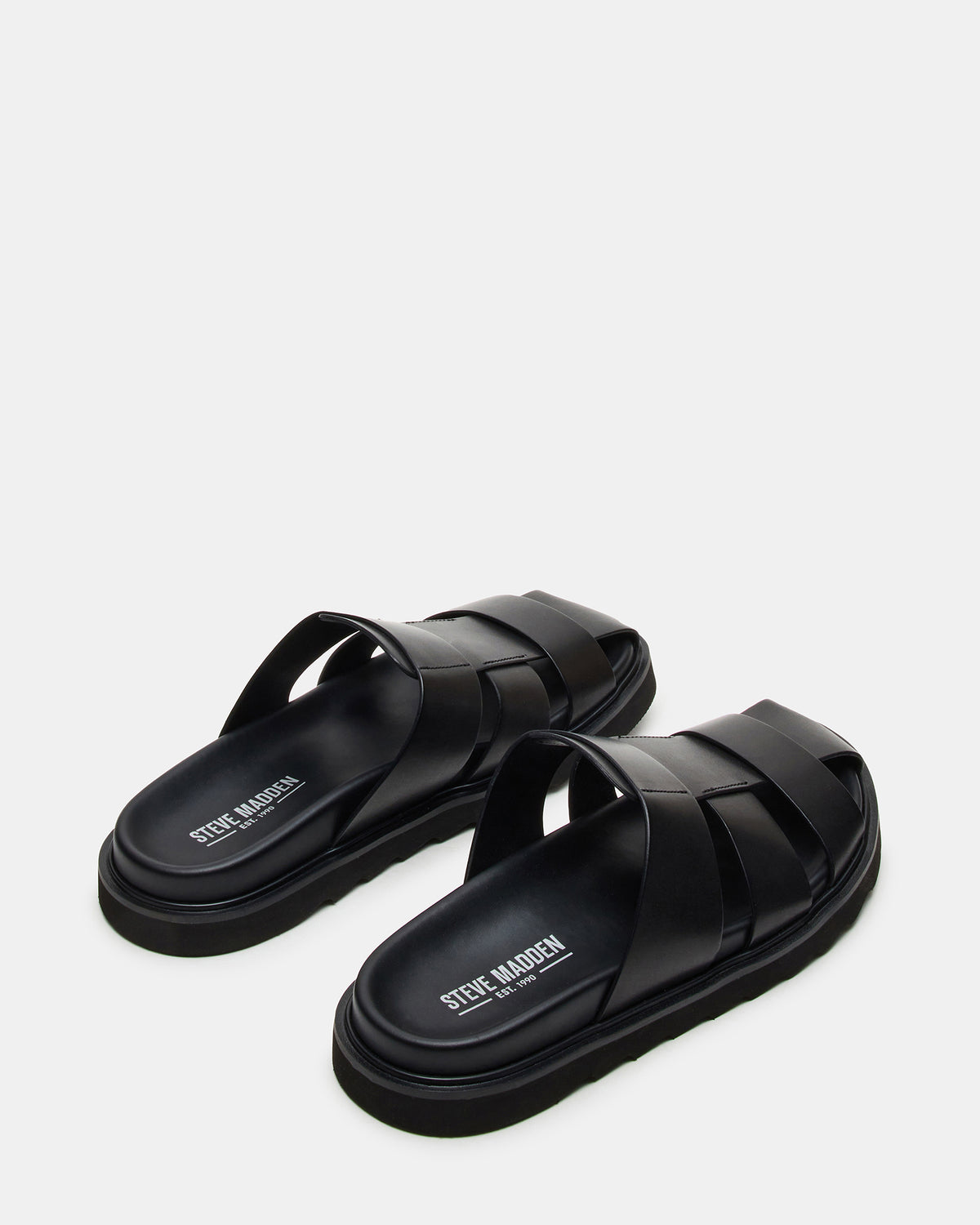 BLAZET Black Leather Footbed Fisherman Men's Sandal Steve Madden BLACK LEATHER