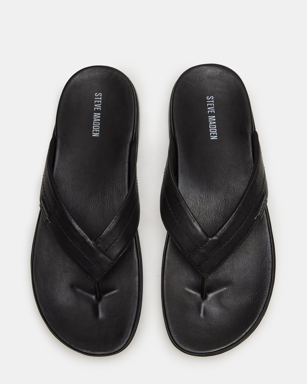 EMMETT Black Leather Men's Thong Sandal Steve Madden BLACK LEATHER