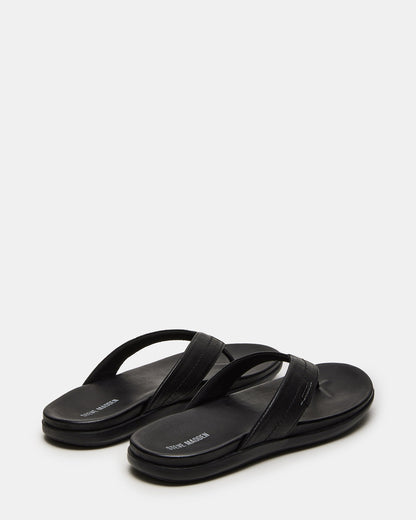 EMMETT Black Leather Men's Thong Sandal Steve Madden BLACK LEATHER