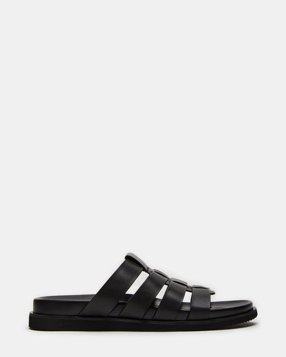 MARVYN Black Leather Men's Fisherman Slip-On Sandal Steve Madden BLACK LEATHER