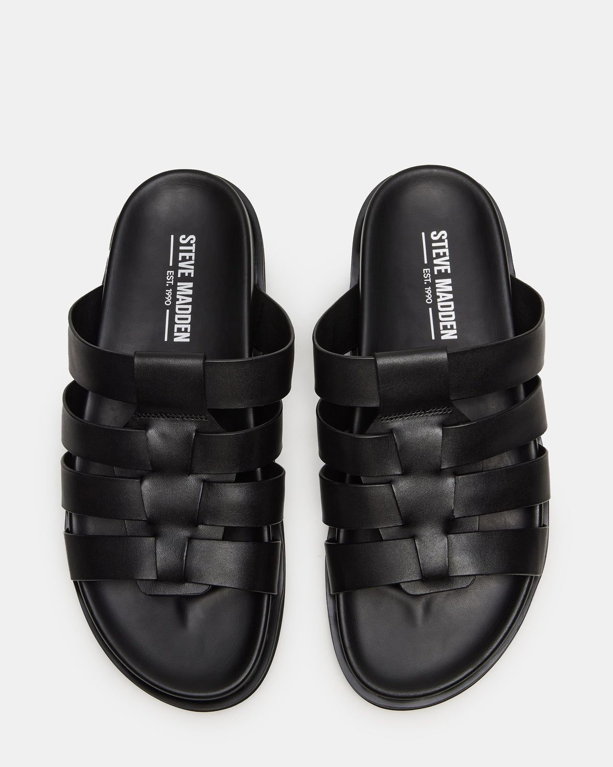 MARVYN Black Leather Men's Fisherman Slip-On Sandal Steve Madden BLACK LEATHER