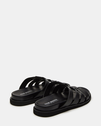 MARVYN Black Leather Men's Fisherman Slip-On Sandal Steve Madden BLACK LEATHER