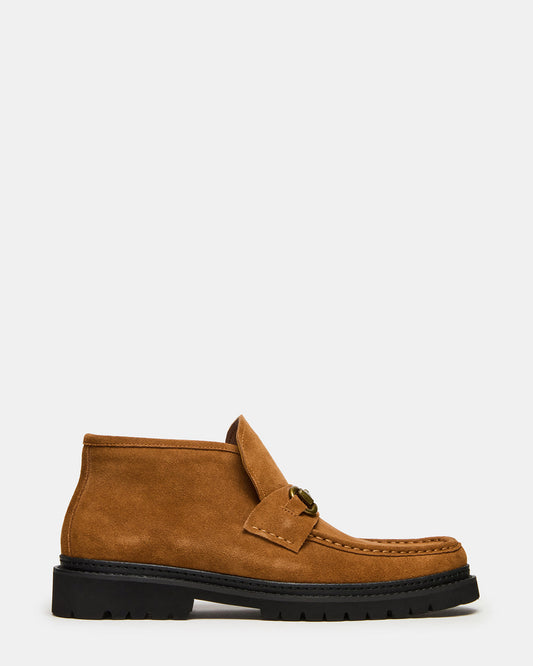 DEPUTY Chestnut Suede Horsebit Moc Toe Men's Casual Ankle Boot Steve Madden CHESTNUT SUEDE
