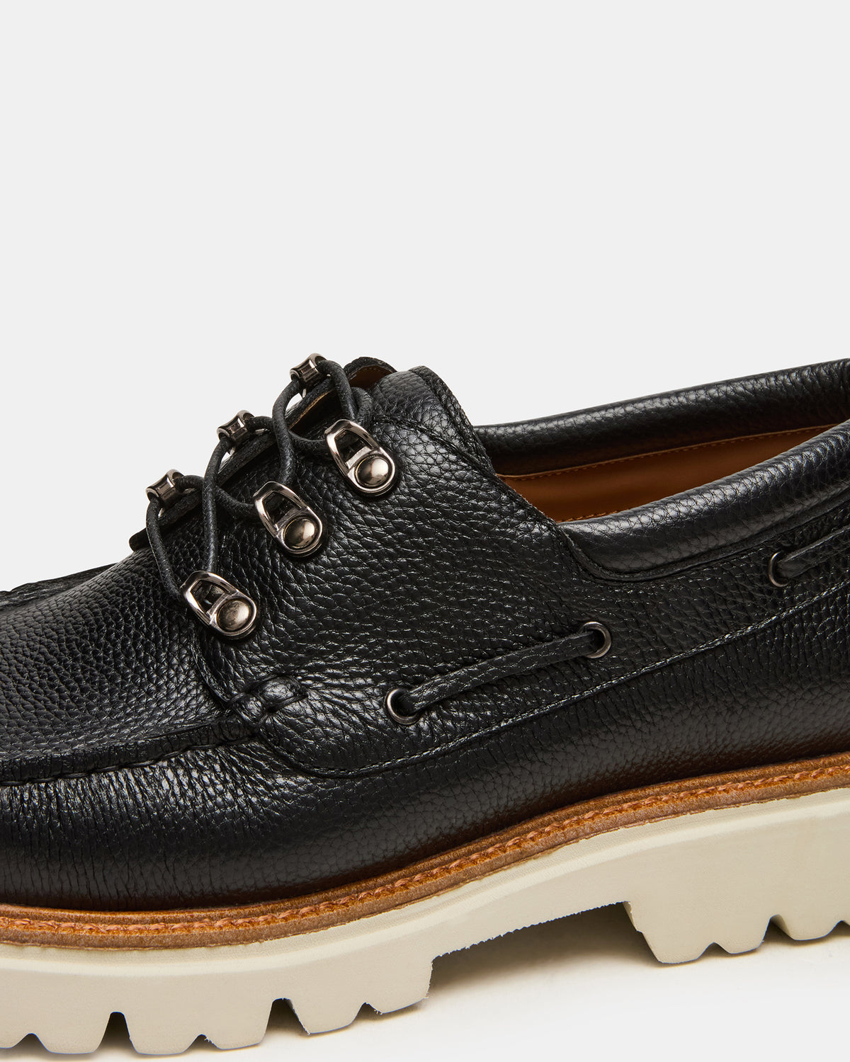 VICTOR Black Leather Slip-On Men's Casual Boat Shoe Steve Madden BLACK LEATHER