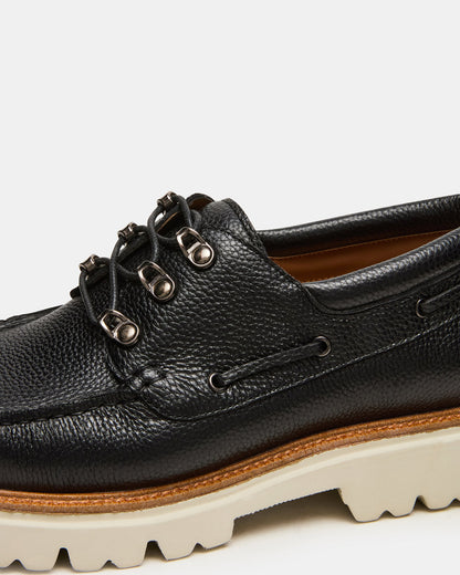 VICTOR Black Leather Slip-On Men's Casual Boat Shoe Steve Madden BLACK LEATHER