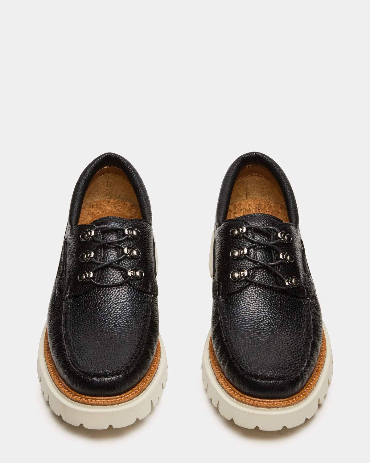 VICTOR Black Leather Slip-On Men's Casual Boat Shoe Steve Madden BLACK LEATHER