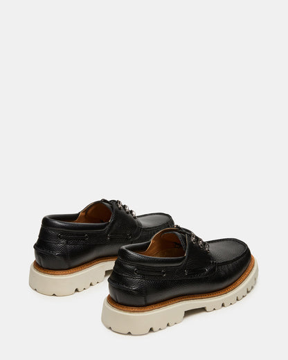 VICTOR Black Leather Slip-On Men's Casual Boat Shoe Steve Madden BLACK LEATHER