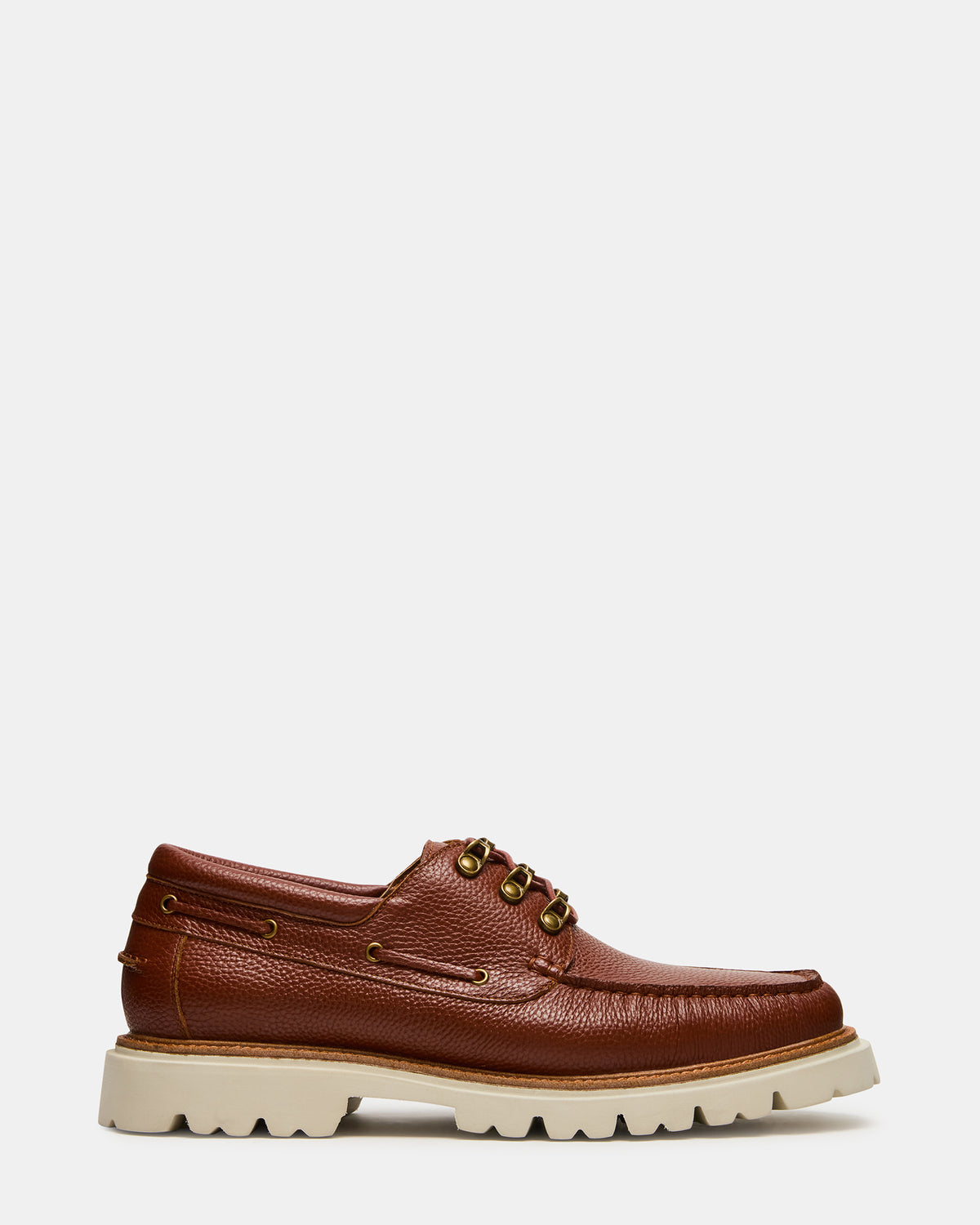 VICTOR Cognac Leather Slip-On Men's Casual Boat Shoe Steve Madden COGNAC LEATHER