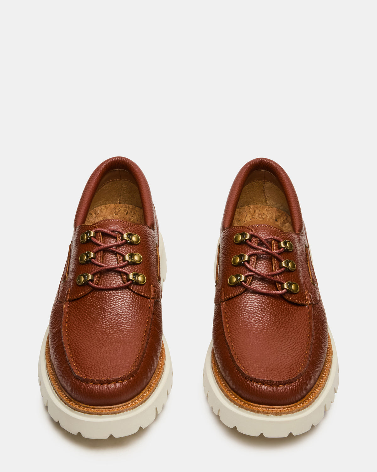 VICTOR Cognac Leather Slip-On Men's Casual Boat Shoe Steve Madden COGNAC LEATHER