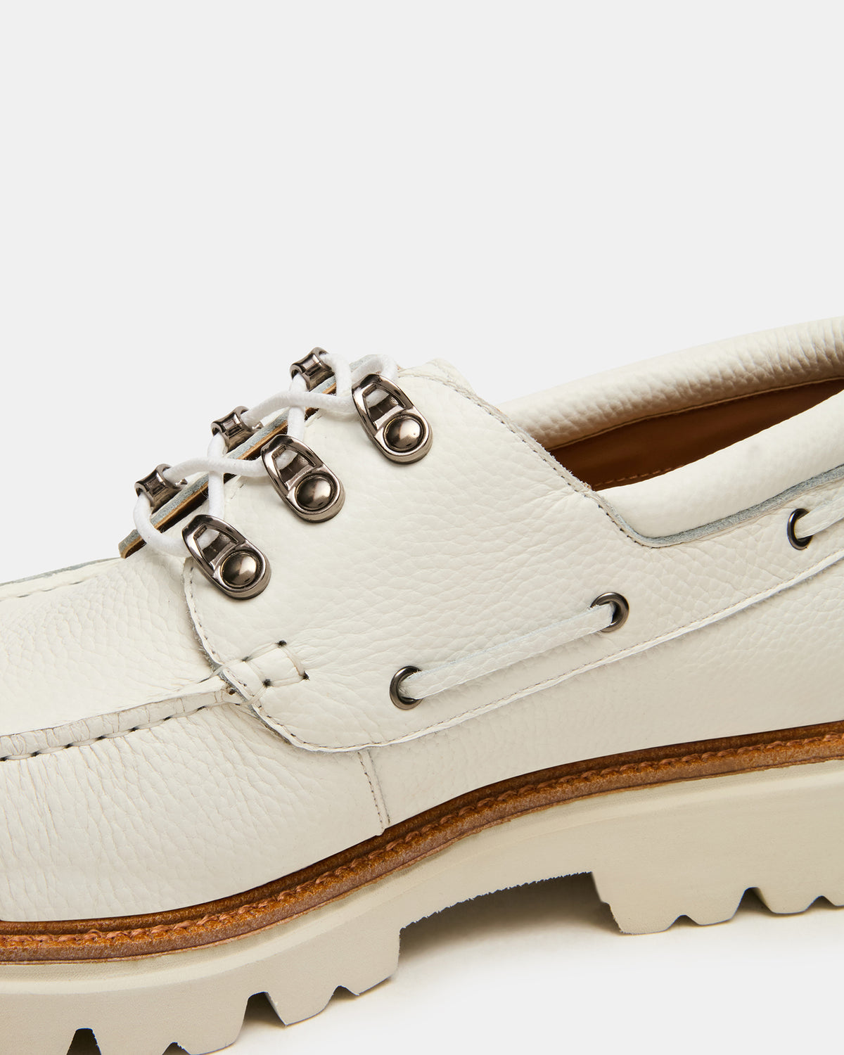 VICTOR White Leather Slip-On Men's Casual Boat Shoe Steve Madden WHITE LEATHER