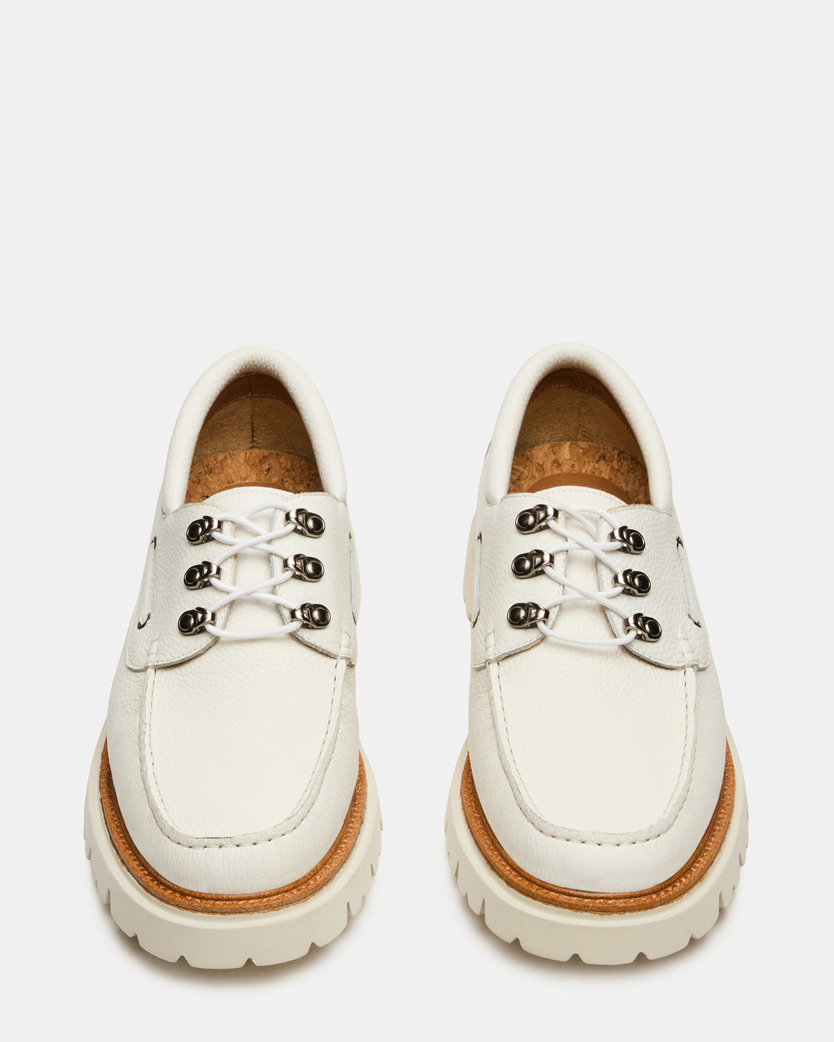 VICTOR White Leather Slip-On Men's Casual Boat Shoe Steve Madden WHITE LEATHER