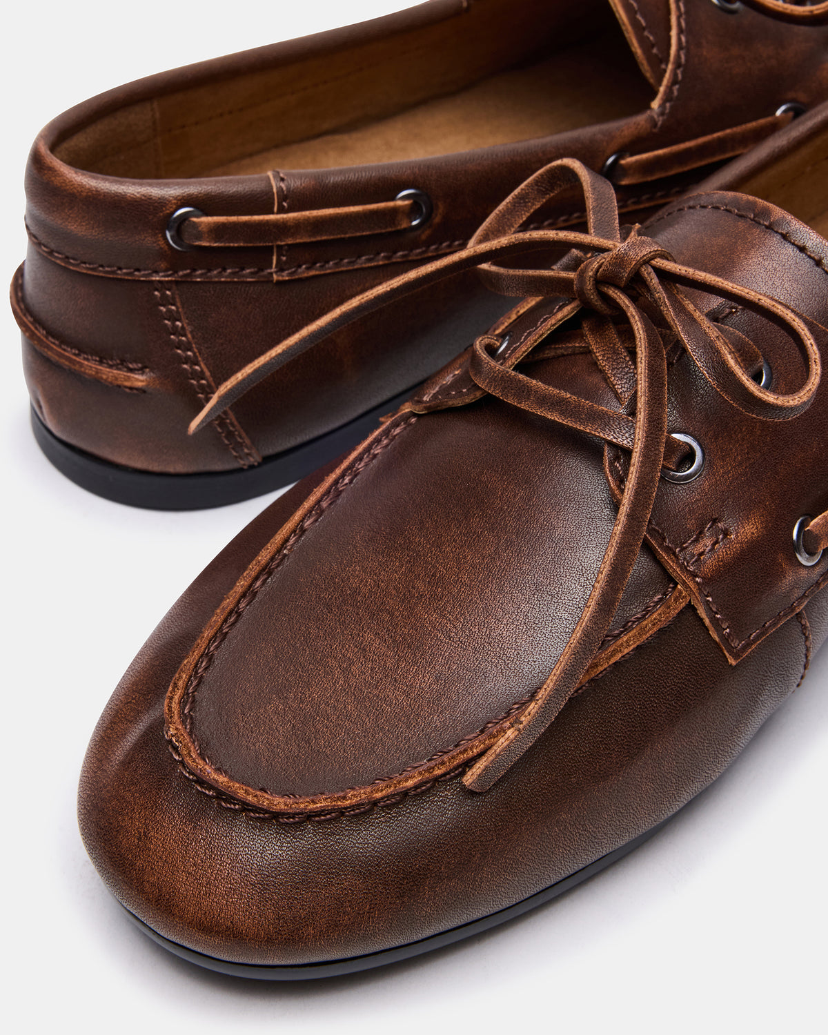 SCOUTT Brown Leather Slip-On Boat Men's Casual Shoe Steve Madden BROWN LEATHER