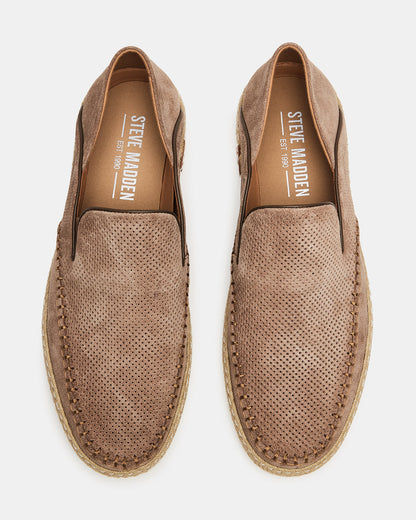 CAYDENN Tobacco Suede Slip-On Espadrille Men's Casual Loafer Steve Madden TOBACCO SUEDE