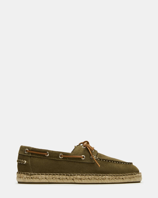 PANCHO Olive Suede Slip-On Espadrille Boat Shoe Men's Casual Steve Madden OLIVE SUEDE