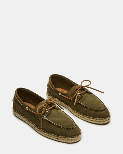 PANCHO Olive Suede Slip-On Espadrille Boat Shoe Men's Casual Steve Madden OLIVE SUEDE