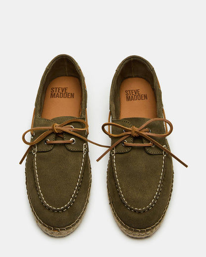 PANCHO Olive Suede Slip-On Espadrille Boat Shoe Men's Casual Steve Madden OLIVE SUEDE