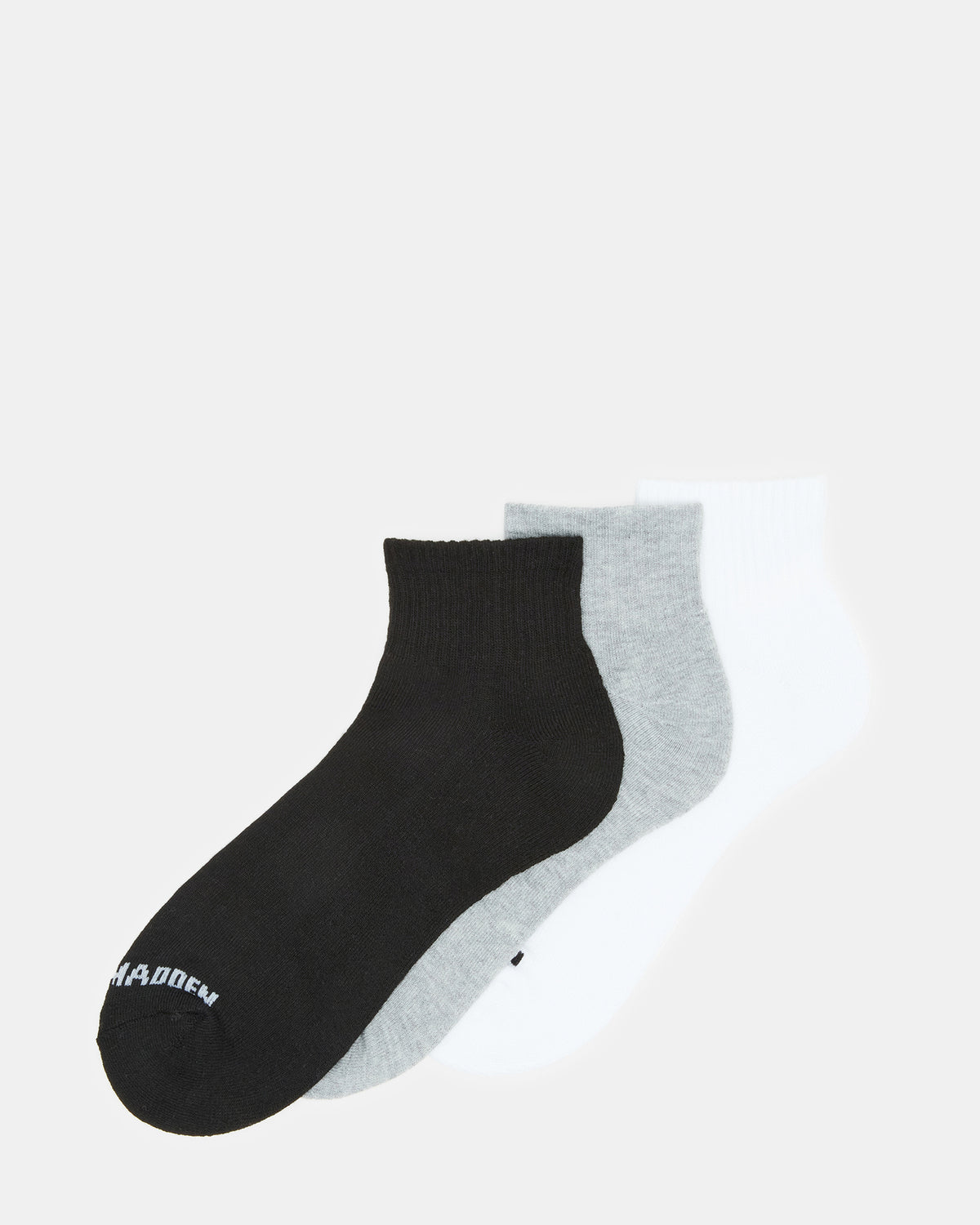 SPORT CUSHION QUARTER SOCKS BLACK/WHITE | Men's Sport Quarter Socks Steve Madden BLACK WHITE