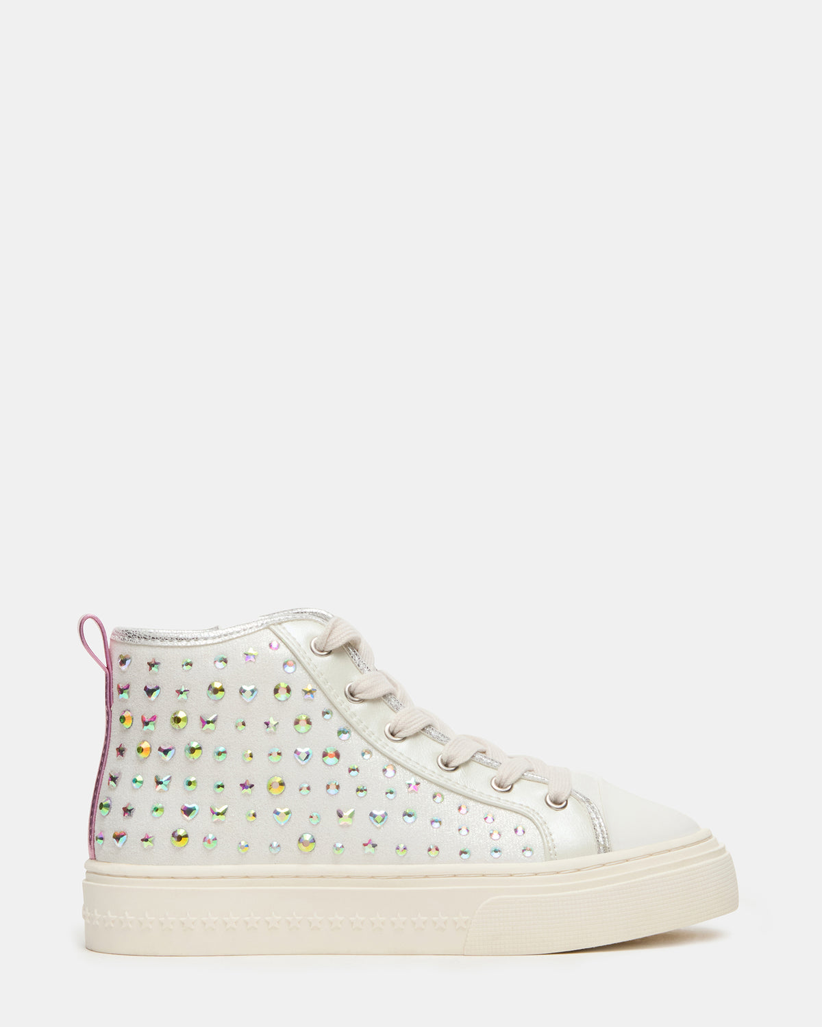 Kids' LAURISA White Multi High-Top Lace-Up Girls' Sneaker Steve Madden WHITE MULTI