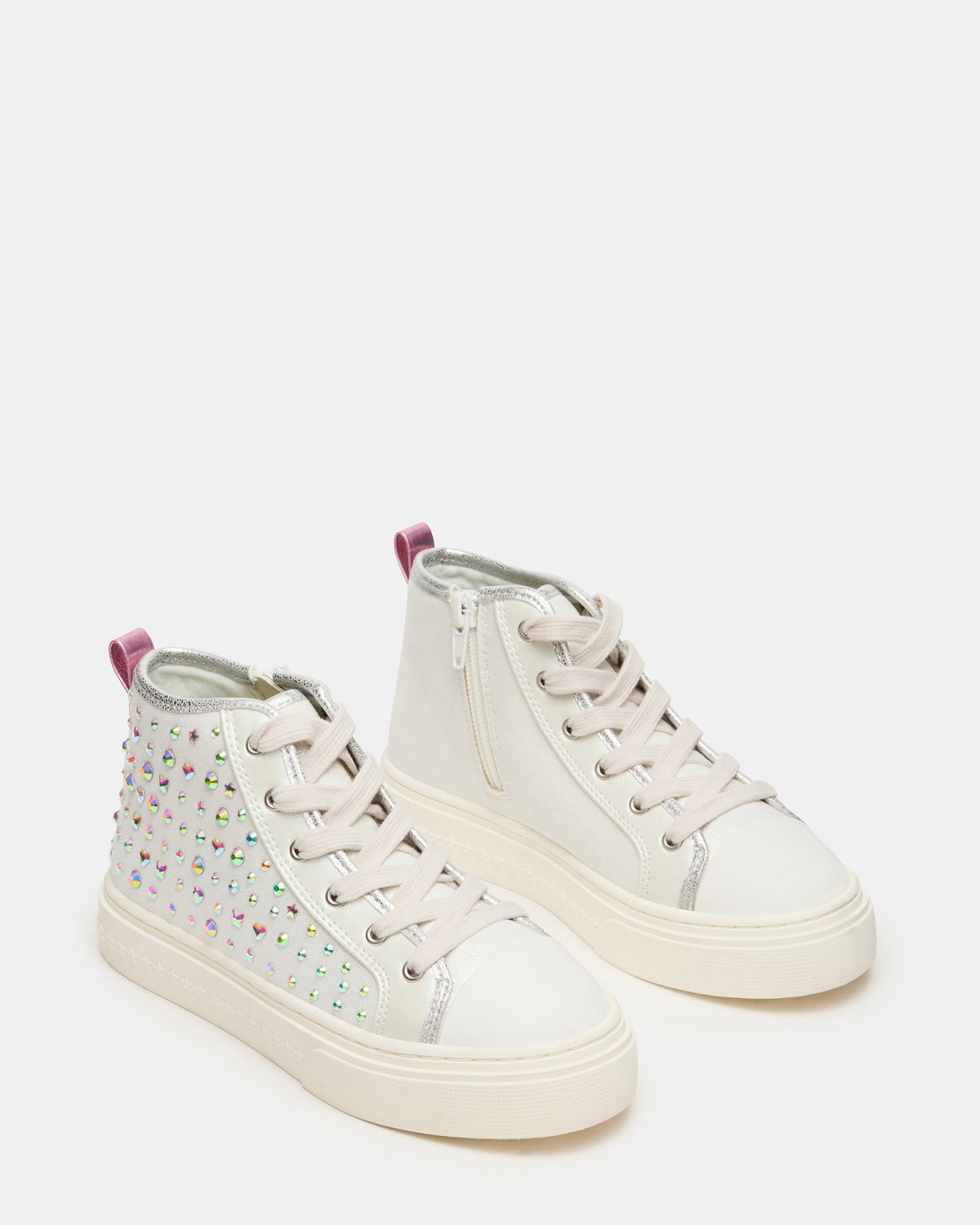 Kids' LAURISA White Multi High-Top Lace-Up Girls' Sneaker Steve Madden WHITE MULTI