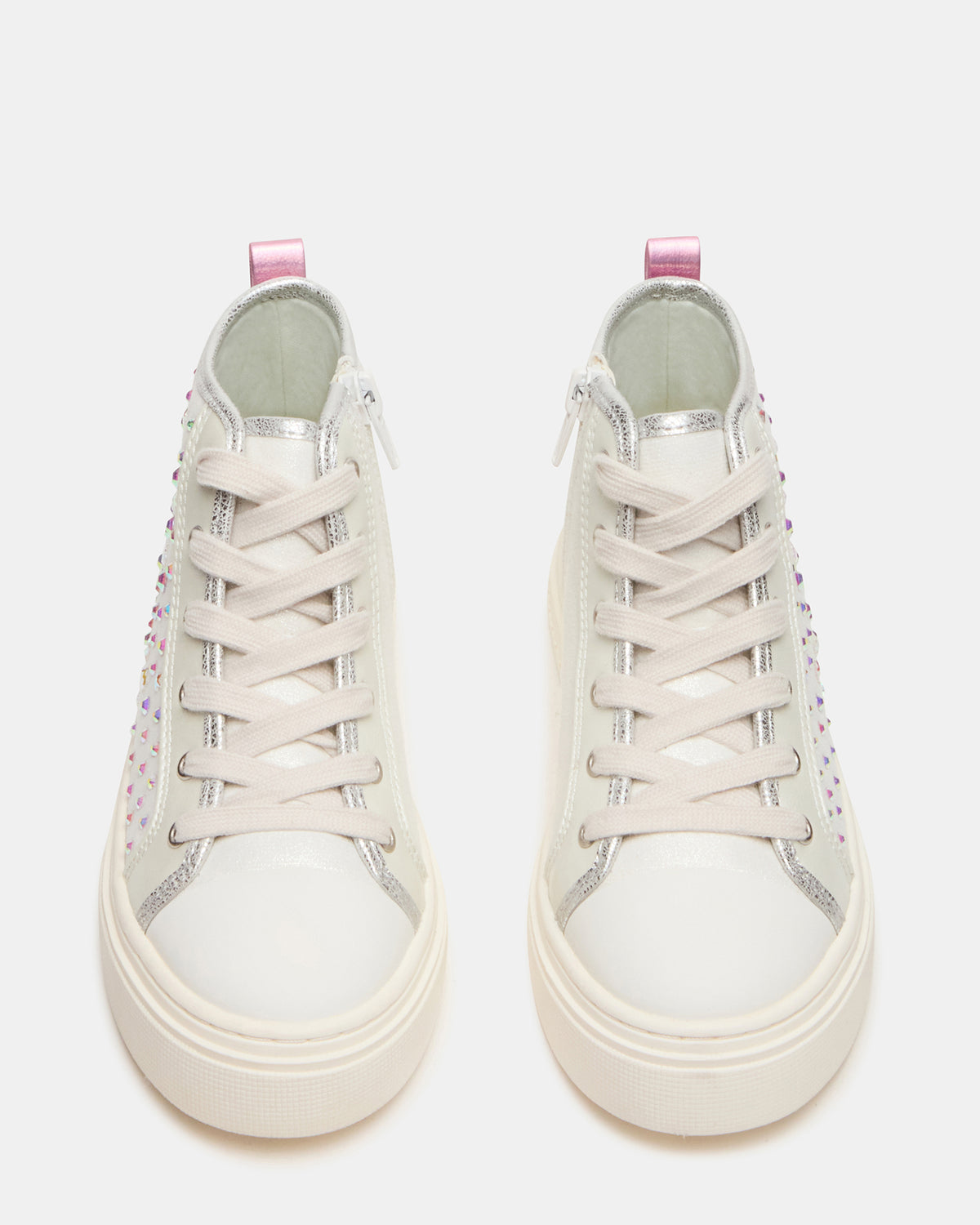 Kids' LAURISA White Multi High-Top Lace-Up Girls' Sneaker Steve Madden WHITE MULTI
