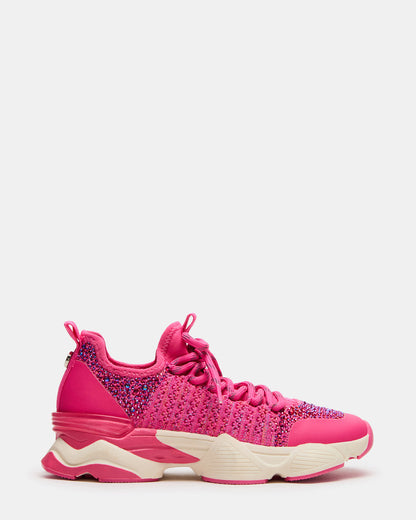 Kids' SOLACE Hot Pink Low-Top Lace-Up Knit Girls' Sneakers Steve Madden HOT PINK