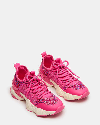 Kids' SOLACE Hot Pink Low-Top Lace-Up Knit Girls' Sneakers Steve Madden HOT PINK