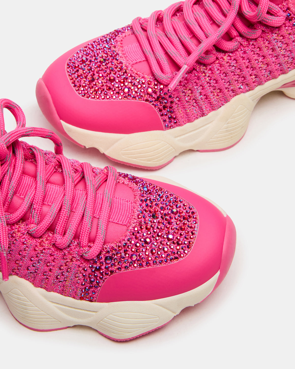Kids' SOLACE Hot Pink Low-Top Lace-Up Knit Girls' Sneakers Steve Madden HOT PINK