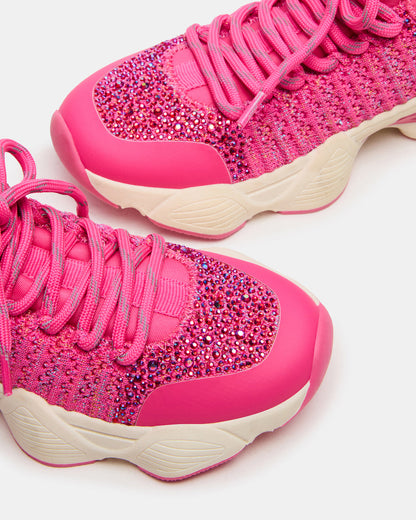 Kids' SOLACE Hot Pink Low-Top Lace-Up Knit Girls' Sneakers Steve Madden HOT PINK