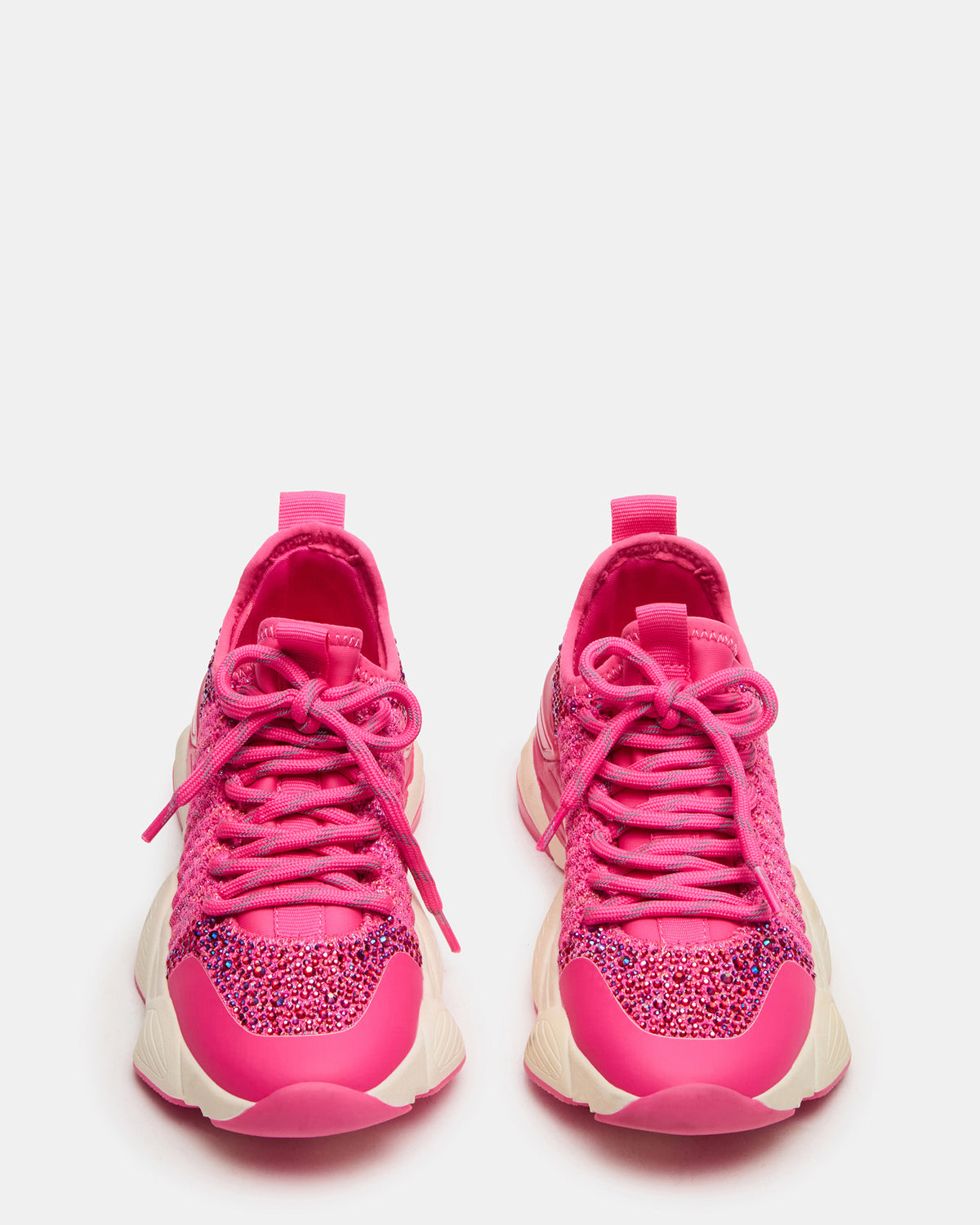Kids' SOLACE Hot Pink Low-Top Lace-Up Knit Girls' Sneakers Steve Madden HOT PINK