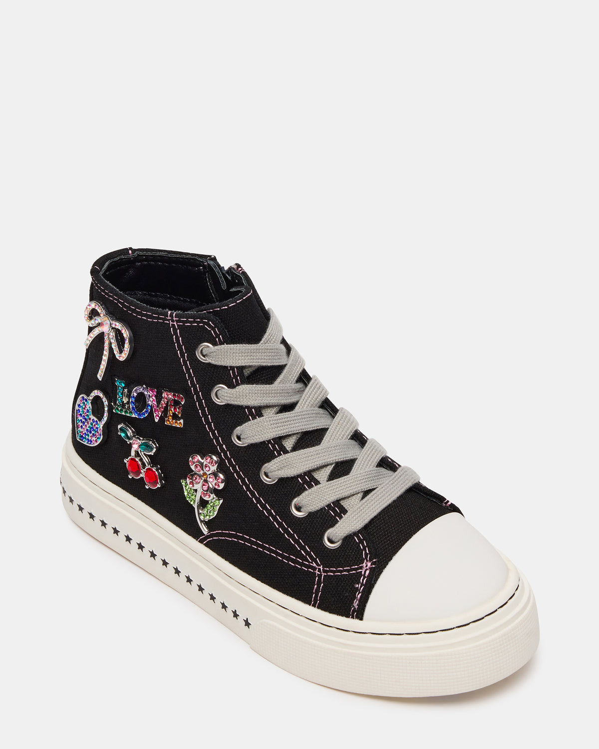 Kids' JOYCEE Black High-Top Lace-Up Girls' Sneaker Steve Madden BLACK