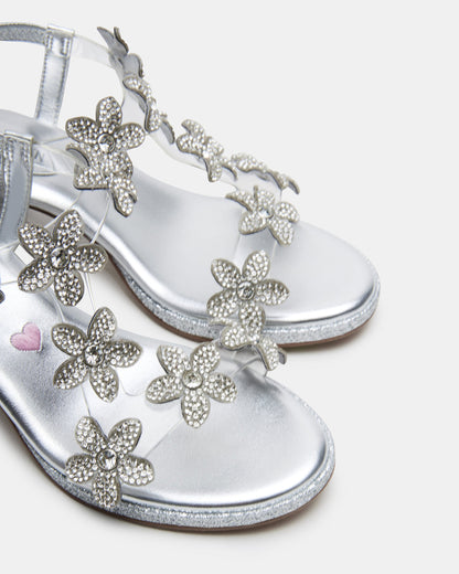 Kids' SAVVY Silver Girls' Strappy Rhinestone Block Heel Steve Madden SILVER