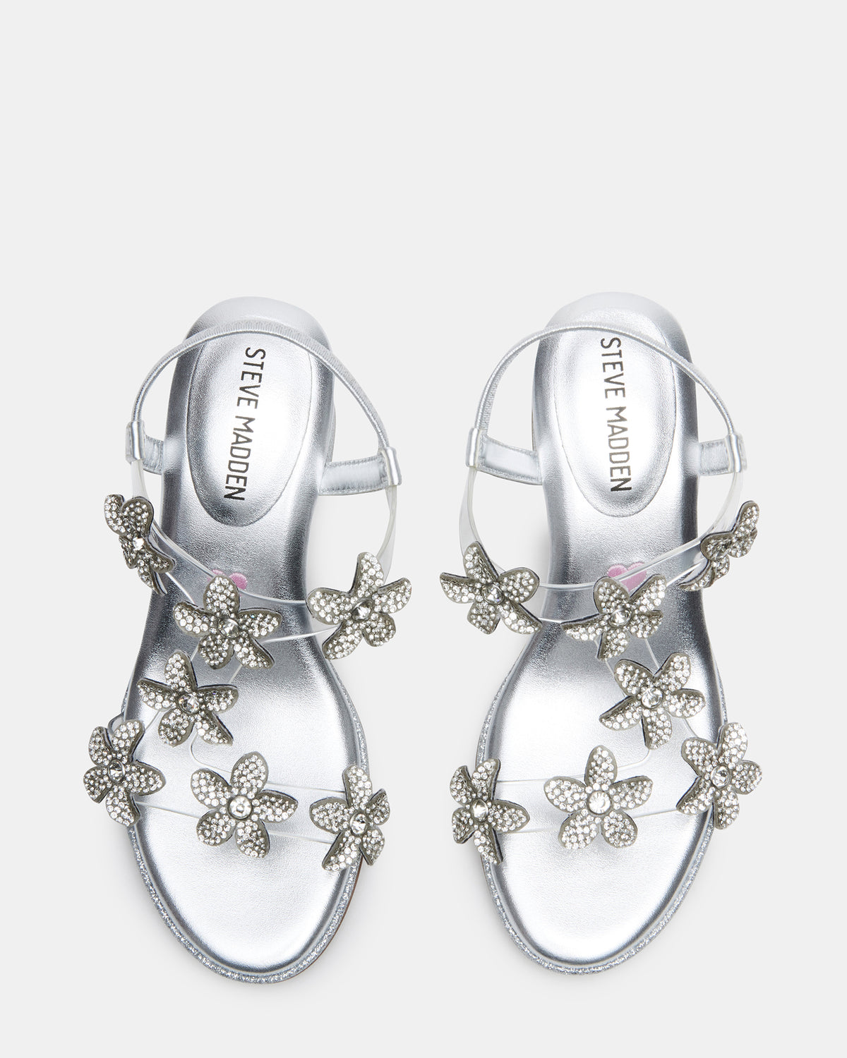 Kids' SAVVY Silver Girls' Strappy Rhinestone Block Heel Steve Madden SILVER