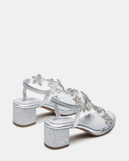 Kids' SAVVY Silver Girls' Strappy Rhinestone Block Heel Steve Madden SILVER