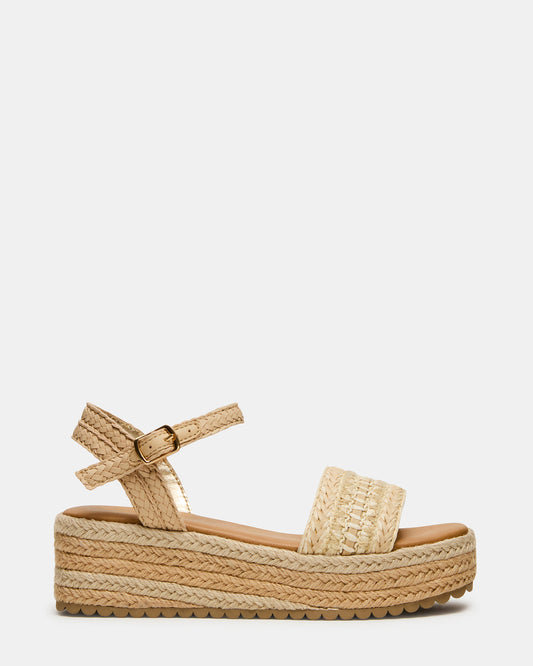 Kids' KIKO Natural Platform Raffia Wedge Girls' Sandal Steve Madden NATURAL