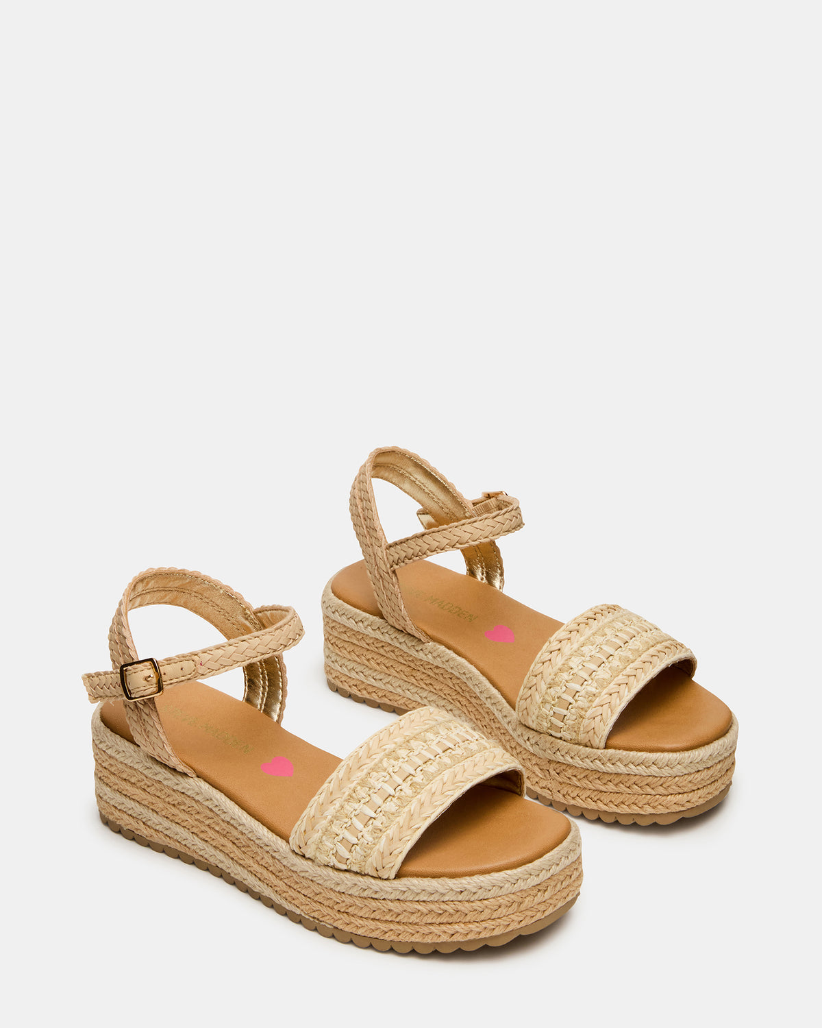 Kids' KIKO Natural Platform Raffia Wedge Girls' Sandal Steve Madden NATURAL