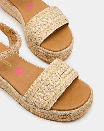 Kids' KIKO Natural Platform Raffia Wedge Girls' Sandal Steve Madden NATURAL