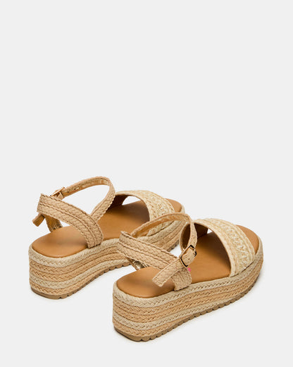 Kids' KIKO Natural Platform Raffia Wedge Girls' Sandal Steve Madden NATURAL