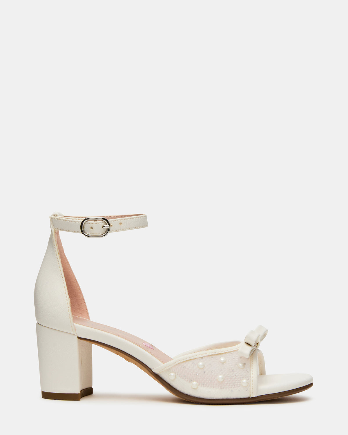 Kids' ADIA White Mesh Block Heel Girls' Heel Steve Madden WHITE MESH