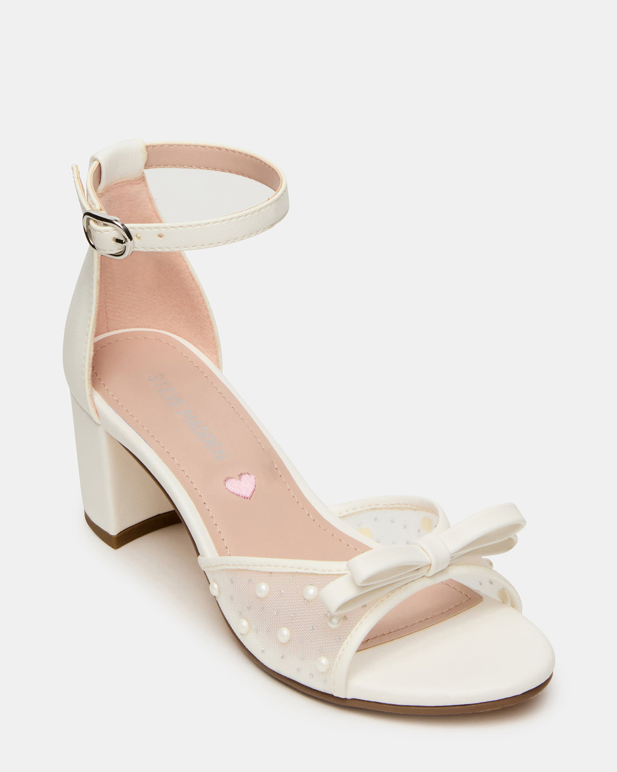 Kids' ADIA White Mesh Block Heel Girls' Heel Steve Madden WHITE MESH