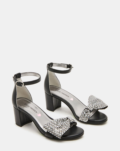 Kids' ABIGAL Black Rhinestone Embellised Block Heel Girls' Heel Steve Madden BLACK