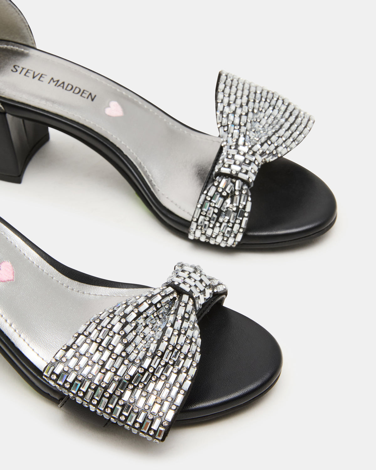 Kids' ABIGAL Black Rhinestone Embellised Block Heel Girls' Heel Steve Madden BLACK