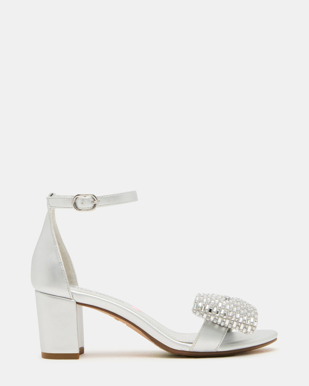 Kids' ABIGAL Silver Rhinestone Embellised Block Heel Girls' Heel Steve Madden SILVER