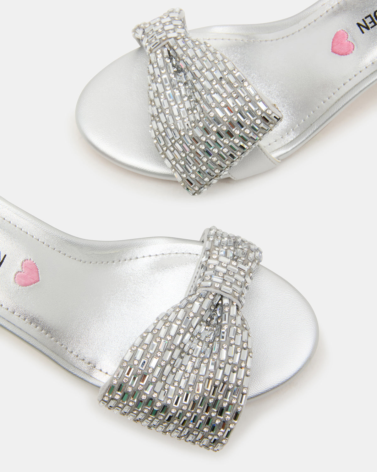 Kids' ABIGAL Silver Rhinestone Embellised Block Heel Girls' Heel Steve Madden SILVER