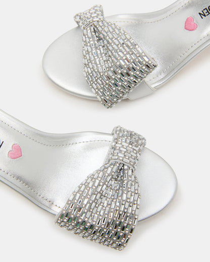 Kids' ABIGAL Silver Rhinestone Embellised Block Heel Girls' Heel Steve Madden SILVER