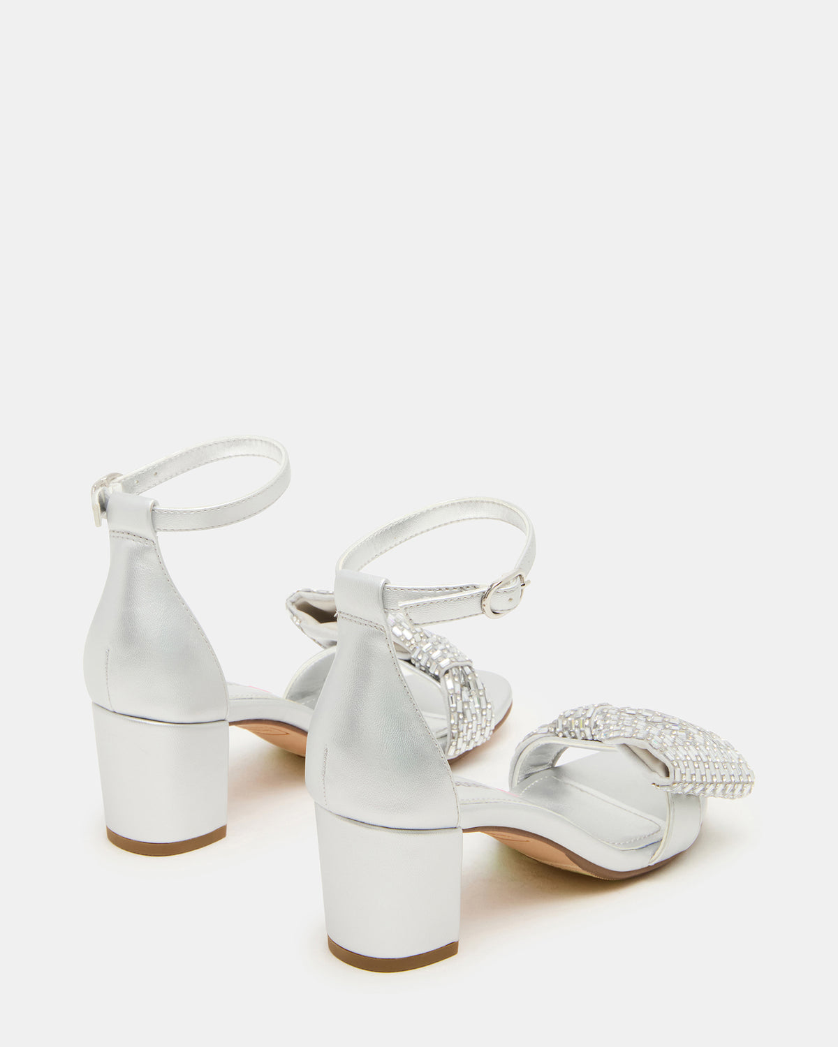 Kids' ABIGAL Silver Rhinestone Embellised Block Heel Girls' Heel Steve Madden SILVER