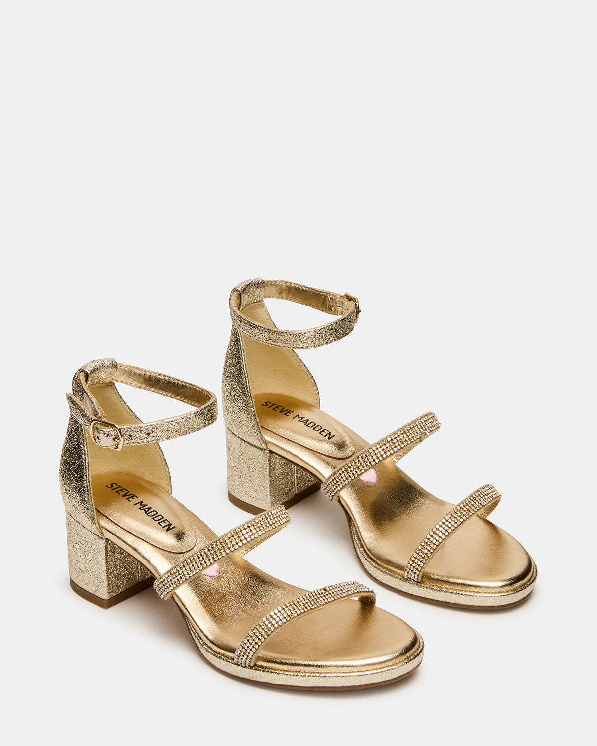 Kids' SIZZLE Gold Girls' Strappy Block Heel Steve Madden GOLD
