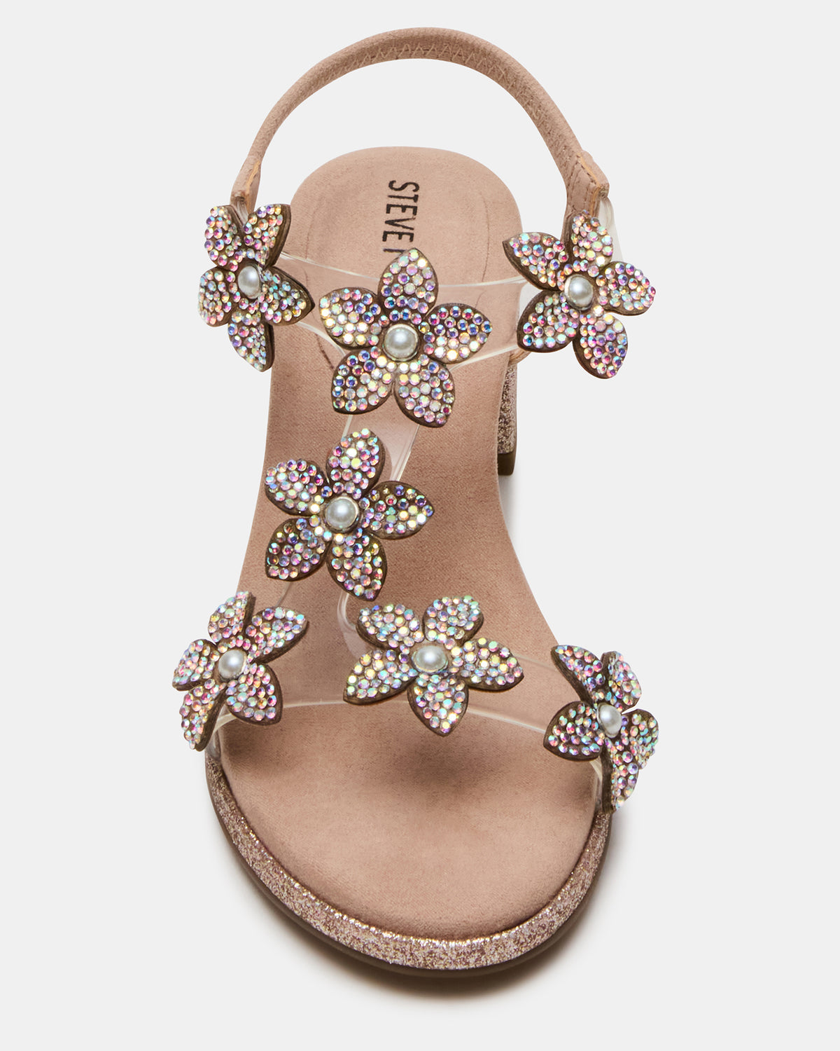 Kids' SAVVY Blush Girls' Strappy Rhinestone Block Heel Steve Madden BLUSH