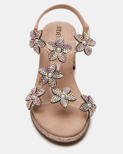 Kids' SAVVY Blush Girls' Strappy Rhinestone Block Heel Steve Madden BLUSH